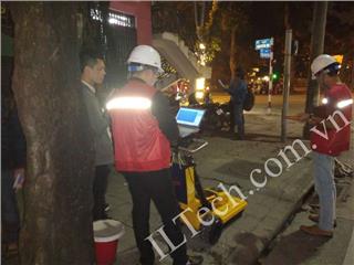 Survey of underground utilities on Tran Binh Trong street